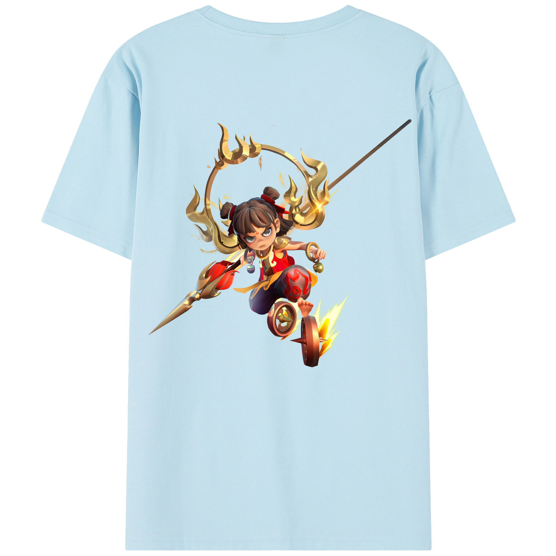 （画像用） Ne Zha 2 ナタ 魔童の大暴れ 綿100％半袖Tシャツ（背面プリント）